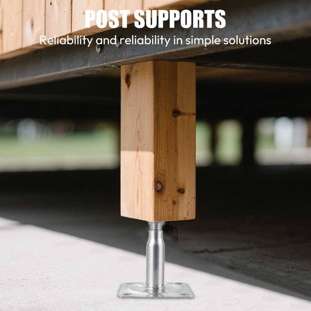 4 Pack Height Adjustable Post Brackets, Galvanized Post Brackets, Galvanized Post Brackets with 16 Screws - Image 4