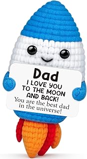 Handmade Crochet Rocket Dad Gifts for Birthday Christmas,You Are the Best Dad Ever Gifts from Daugther Son,Funny Cute I Love You Stuff Stocking Stuffers Gift for Papa Bonus Step New First Father Daddy