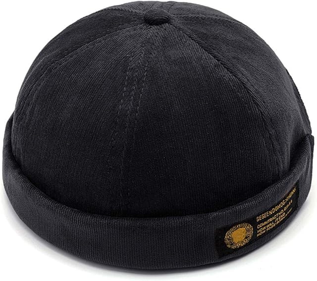 Men Hats Docker Cap Hats Skullcap Beanie Worker Sailor Cap Brimless Cap Rolled Cuff Retro Fashion Brimless Hat with Adjustable