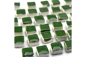 Alea Mosaic Mini Ceramic Floor Tiles, Leaf Green Color for Backsplash, Kitchen,...