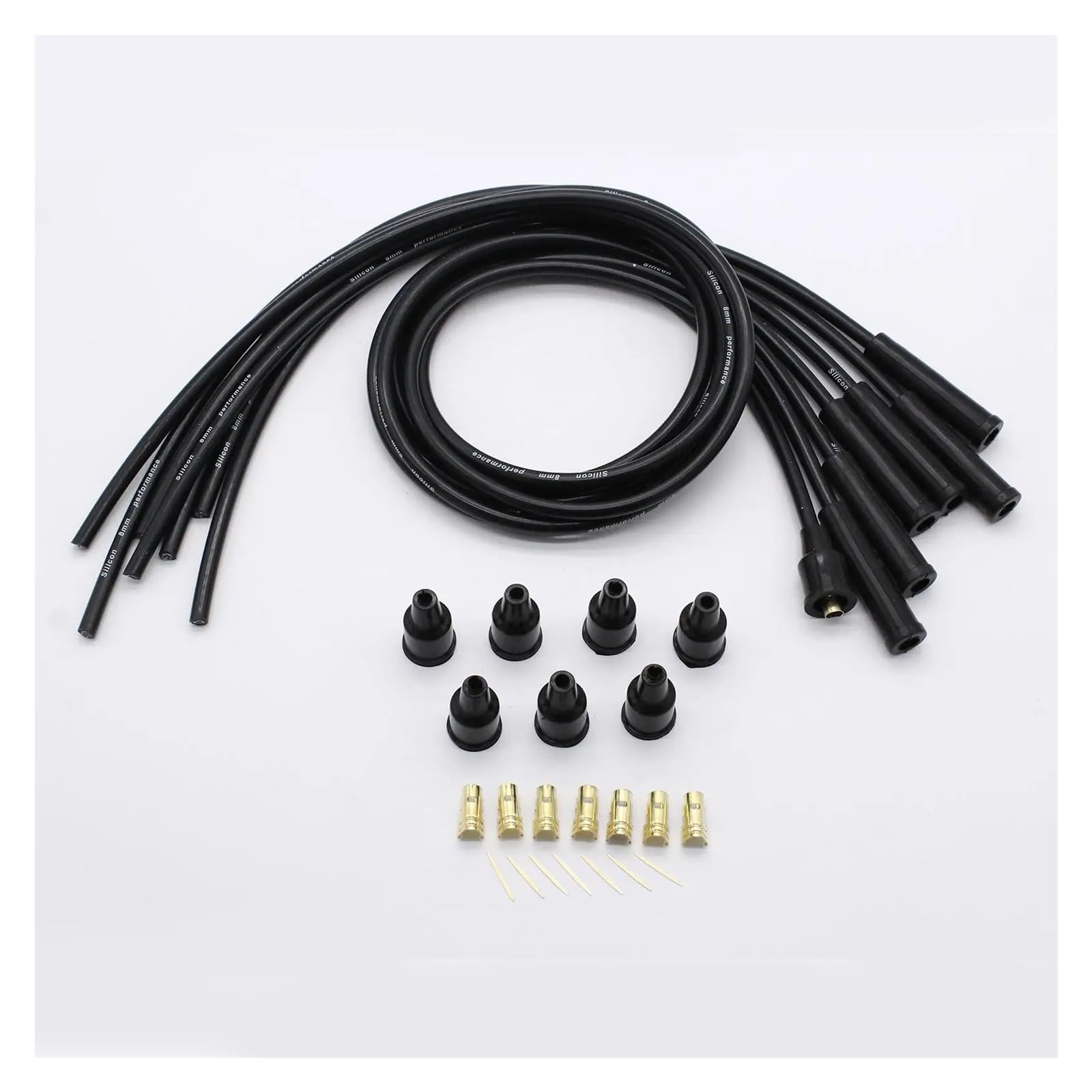 daili store 8mm czarne silikonowe przewody zapłonowe HT akcesoria samochodowe części zamienne kable do świec zapłonowych uniwersalne do 6-cylindrowych samochodów klasycznych