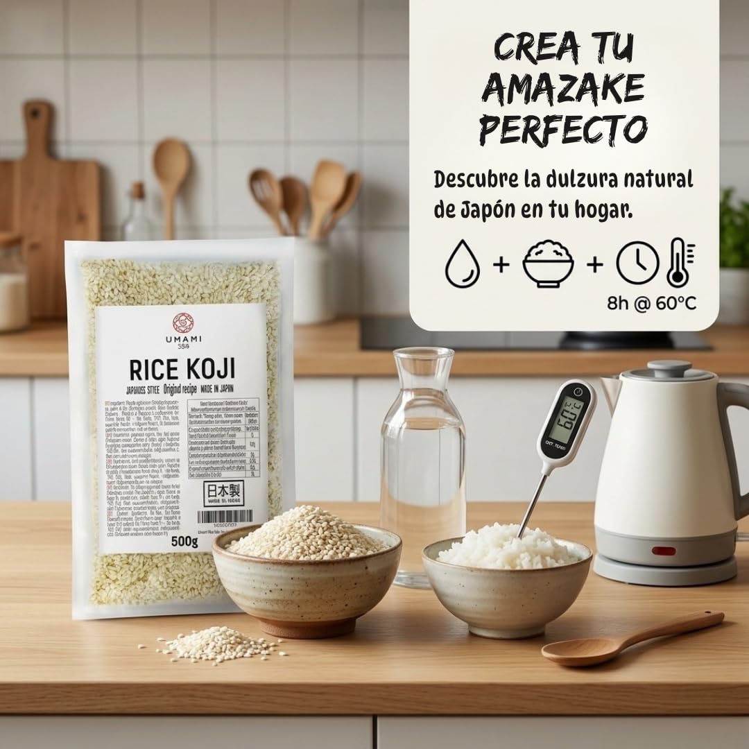 Umami Rice Koji 500g - Arroz Koji Seco para Fermentación - Starter para Miso, Sake, Amazake y Shio Koji - Aspergillus Oryzae - Calidad Profesional