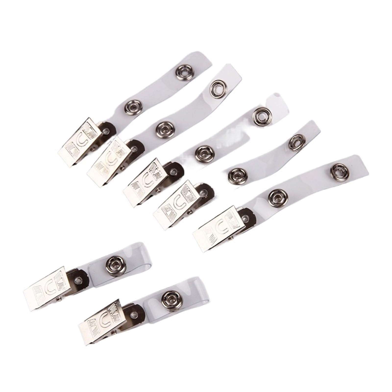 50 Stück Metall-Ausweisclips mit transparentem weichem Band für Ausweise