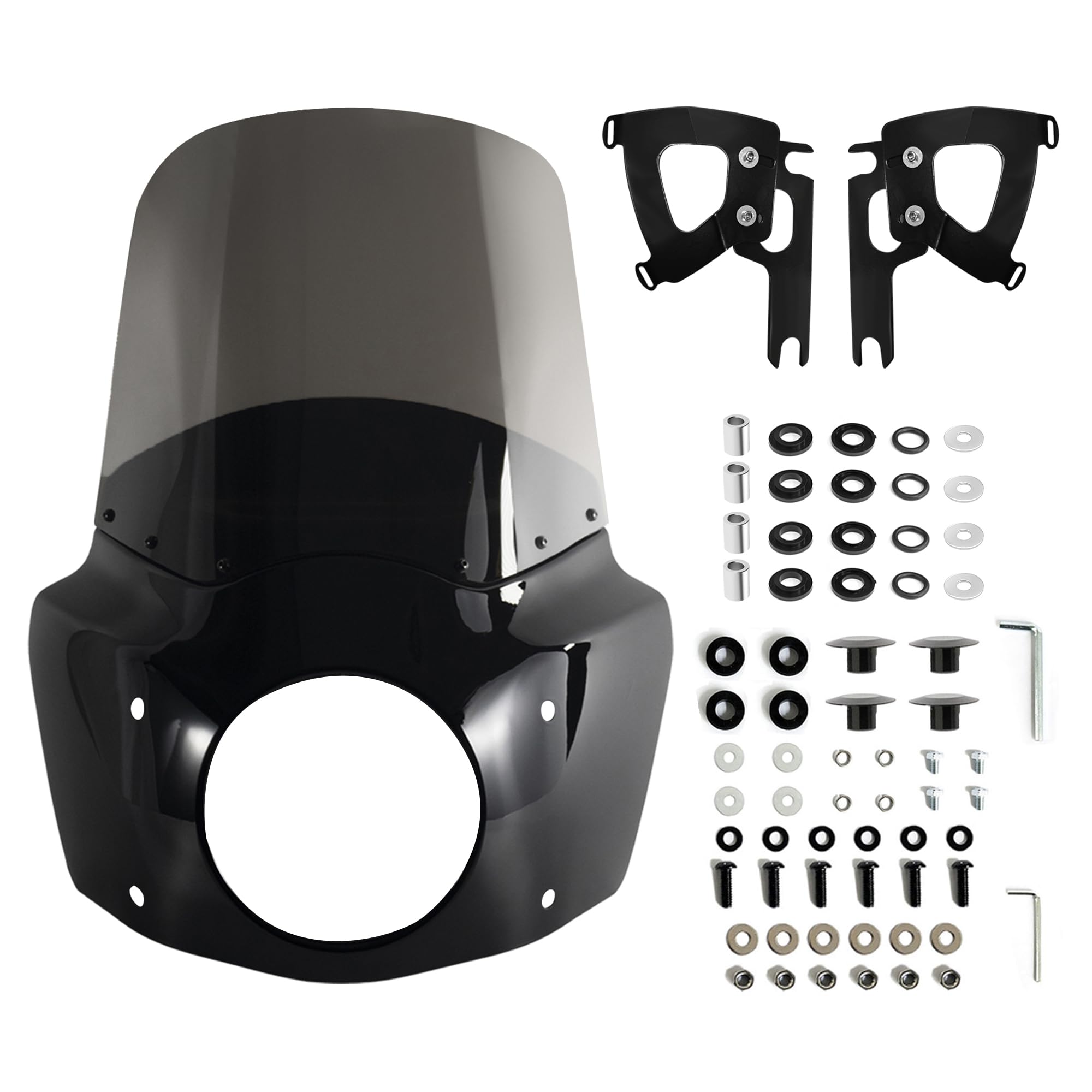 FATECIM Motorcycle 7" Headlight Fairing with 15" Smoke Windshield Windscreen & Mounting Kits For Harley Touring Road King FLHR 1994-2023, Road King Special FLHRXS 2017-2025