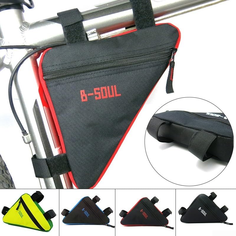 RANRAO B Soul Fahrradtasche für Vorderrohr, wasserdicht, Fahrradtasche, Sattel, Polyester-Material, schwarz + grün (schwarz + rot) Sport