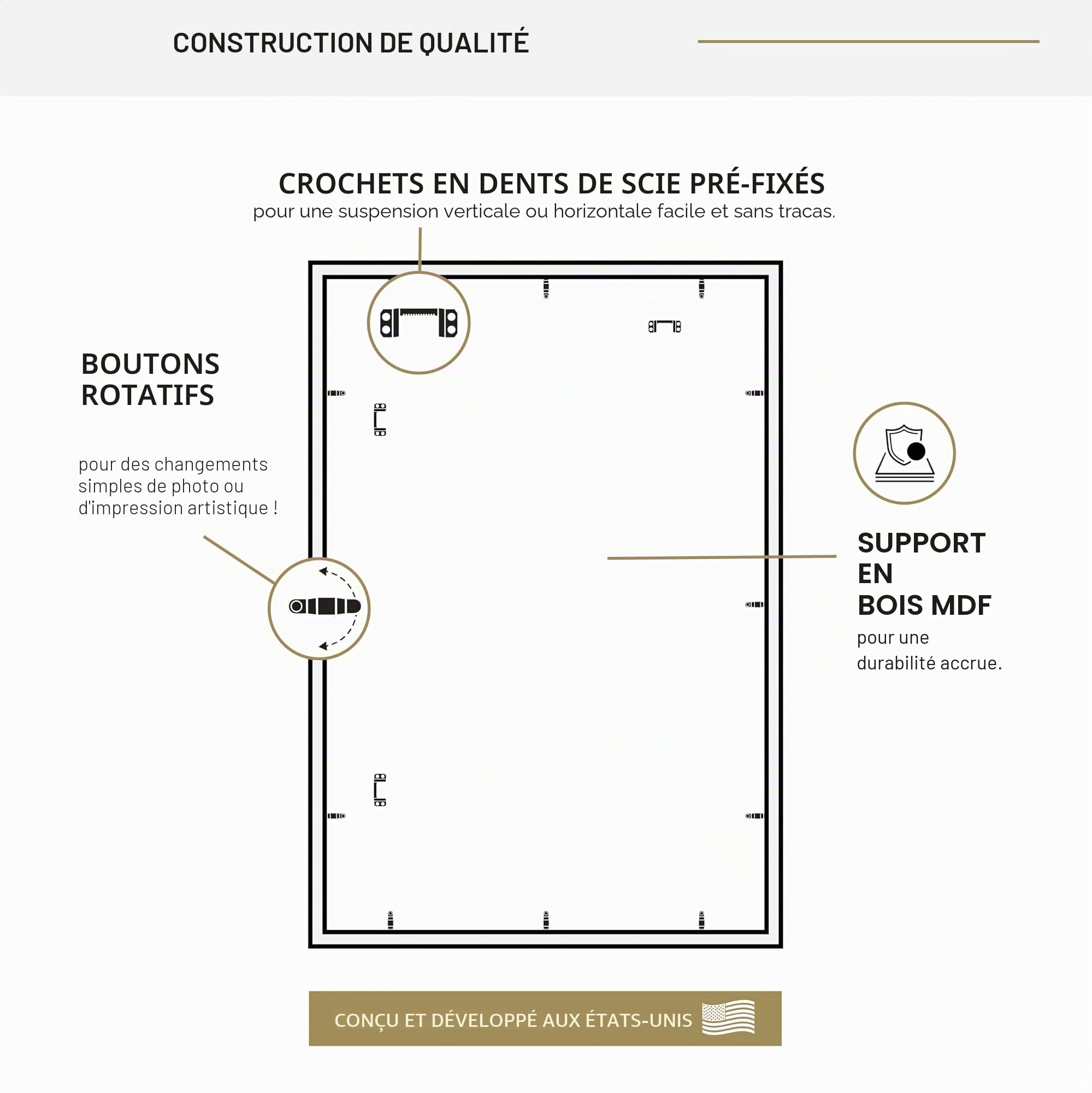 Cadre Poster de Cinéma MCS Studio Gallery 68,6 x 101,6 cm, Aspect Bois Noir, Bois MDF, Fixation Murale Verticale et Horizontale, Grand Cadre Photo pour Affiches de Films et Œuvres d'art (Lot de 1)