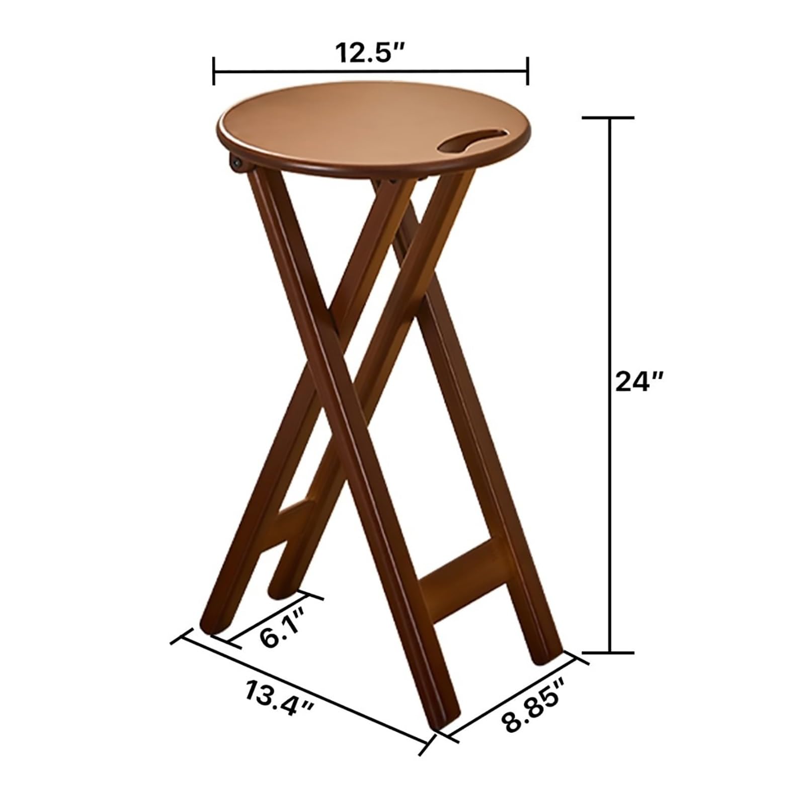 Barhocker Klappbar 60 cm, Holz Sitzhocker Klappbar mit Fußstütze, Runder Hoher Klappbarer Hocker mit Griff für Wohnzimmer, Küche, Bartheke