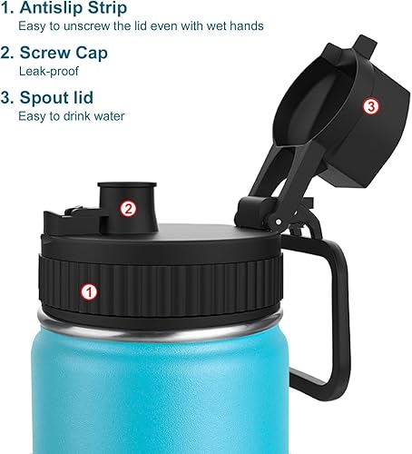 Miniatura 5 de Koodee - Botella de agua de acero inoxidable con tapa para popote, termo de boca ancha de 32 oz con doble pared, aislada al vacío, para deportes,