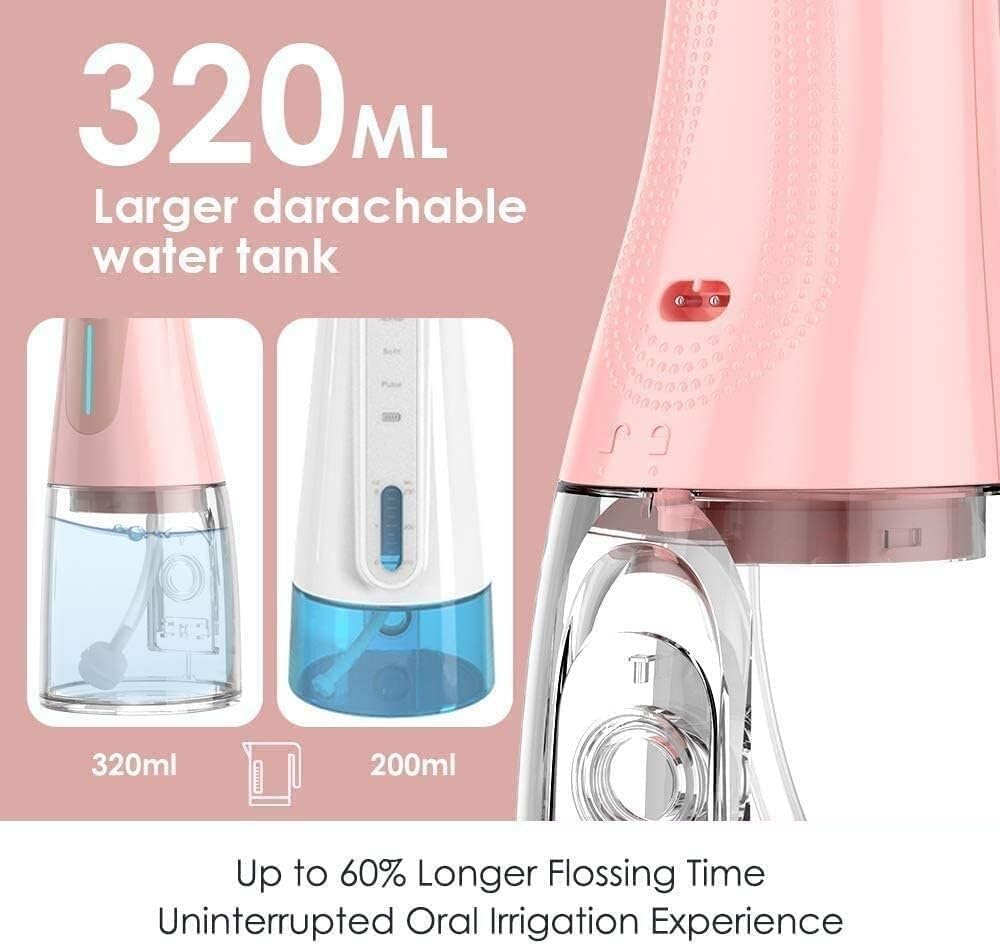 Idropulsore professionale senza fili ricaricabile Irrigatore orale ultra getto d'acqua for la cura degli apparecchi ortodontici con 6 punte a getto 6 modalità IPX7 Impermeabile Serbatoio dell'acqua da