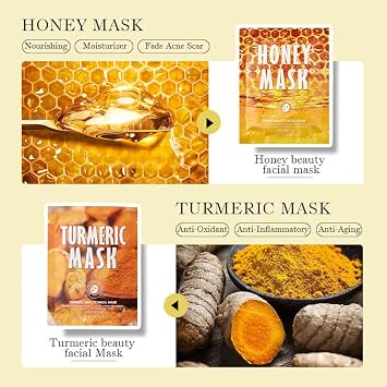 KORMESIC Natural Face Mask Sheet Face Masks for Dehydrated Deep Moisturizing Smoothing Whitening Facial Mask Skincare 6 Pieces
