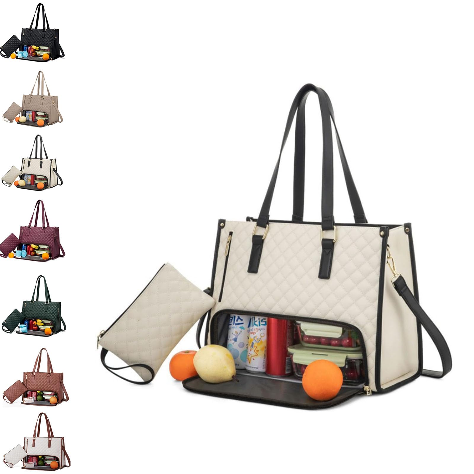 Sac Transport 2-en-1 Avec Compartiment Isotherme - Pour Ordinateur 15,6" Et Déjeuner - 42x30x17 Cm - Noir - 10
