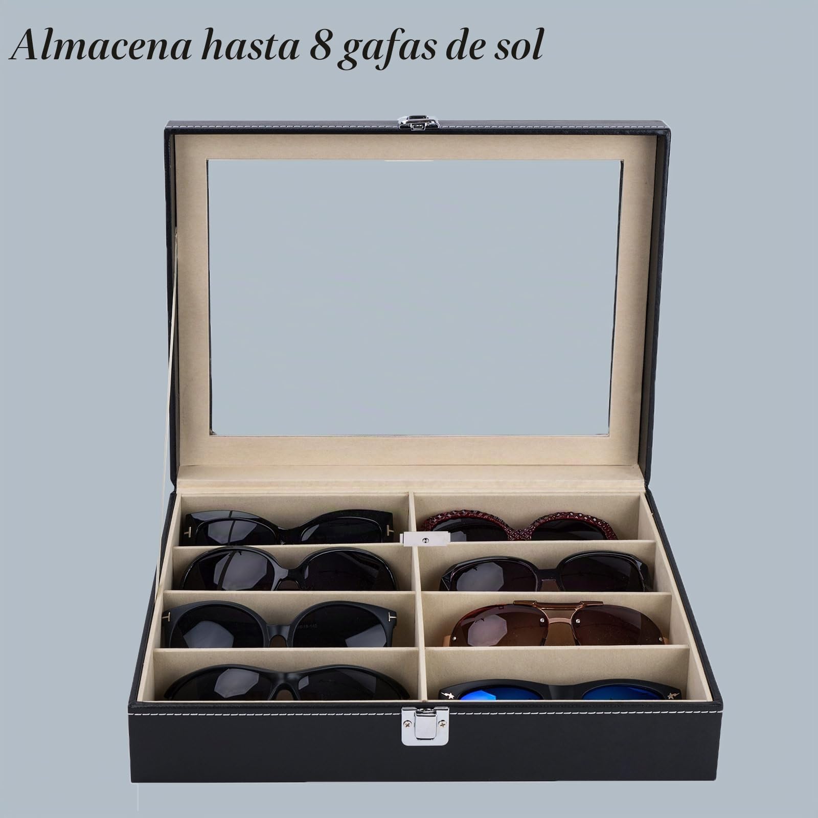 AUTOARK Organizador de Cuero de la Vitrina de Las Gafas de Sol del Almacenamiento de Las Gafas de