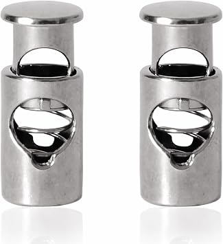 WedDecor Metal Spring Loaded Twin Hole Cord Lock Toggle Stopper for Shoelaces, Jackets, Sportswear, Clothing, Backpacks, Luggage, DIY Craft Projects, Gunmetal Black, 2pcs