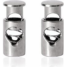 WedDecor Metal Spring Loaded Twin Hole Cord Lock Toggle Stopper for Shoelaces, Jackets, Sportswear, Clothing, Backpacks, Luggage, DIY Craft Projects, Gunmetal Black, 2pcs