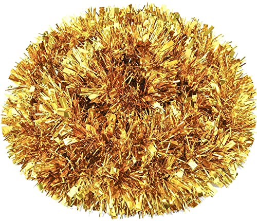26.2 Feet Christmas Tinsel Garland Xmas Party Metallic Tinsel Twist Garland Glitter Christmas Tree Hanging Wreath Decor For Staircase Railing Banister Indoor Outdoor Ornament (Gold) #TOP2