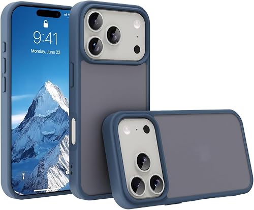 EUMADOVE iPhone 18 pro/17 pro Case,Translucent Matte(Dark Blue)