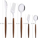 30-Piece Set en argenterie en acier inoxydable, argent miroir poli Couverts en argent 6, Ustensiles de table pour le restaurant à la maison Mariage, lave-vaisselle Coffre-fort (Poignée effet bois)