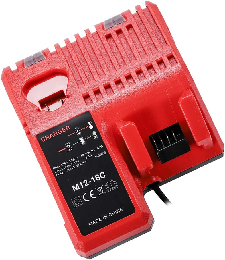 Replacement for Milwaukee 12-18v 3A Lithium Battery Charger Replacement for Milwaukee 48-11-1840 48-11-2401 48-59-1812 48-11-2420 48-11-2440 48-11-1820 48-11-1850 48-11-1890