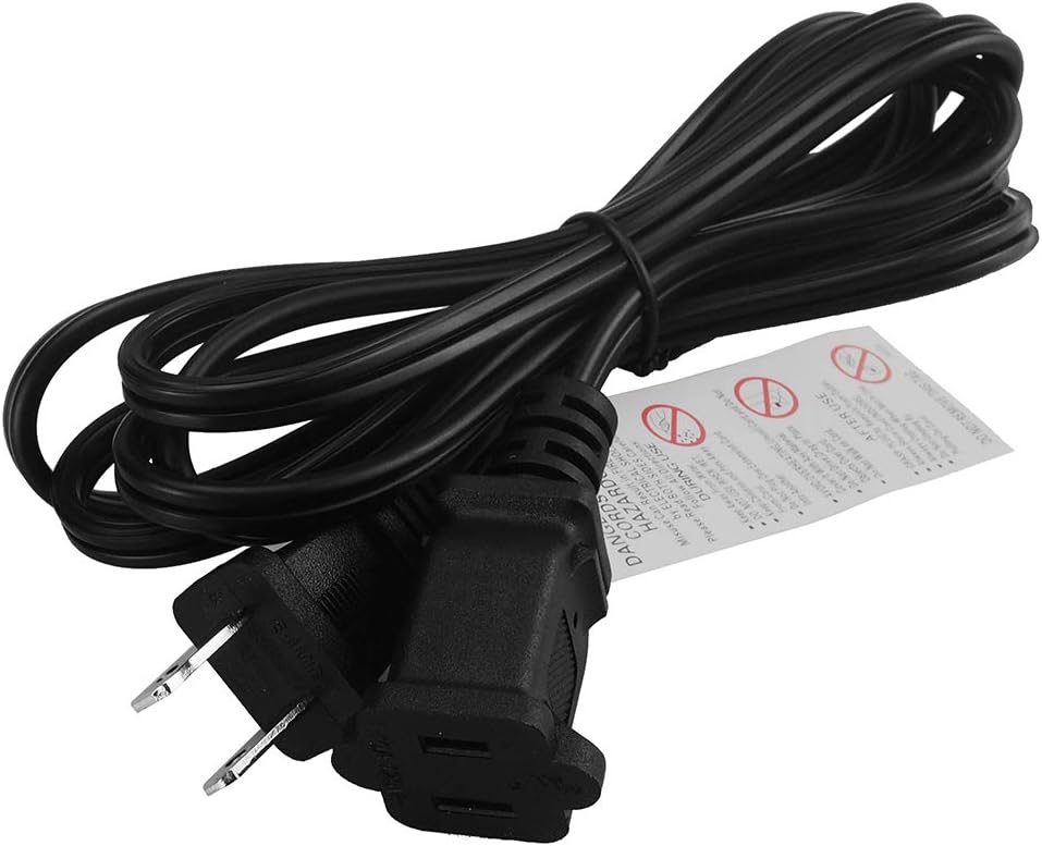 10FT(3M) Polarized US 2-Prong Male-Female Extension Power Cord Cable, 2 Outlet Extension Cable Cord US AC 2-Prong Male/Female Power cable10A/125V,Nema 1-15P to 1-15R Cable Polarity