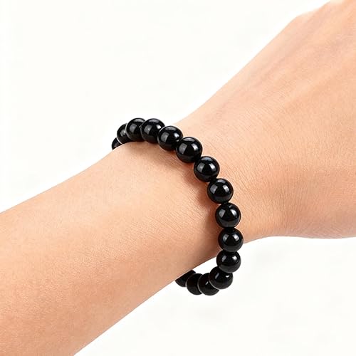 Miniatura 2 de Long tiantian Shungite Pulsera de ónix negro, joyería negra para mujeres y hombres, pulsera de piedra de obsidiana, regalos de joyería