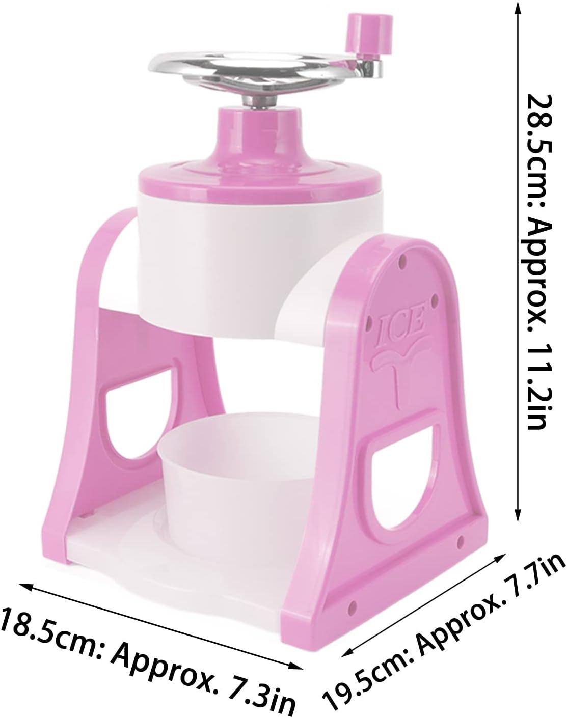 Hand Crank Ice Crusher,Ice Crusher Shaver,Ice Maker for Making Drinks for Fast Coarse, Shaved or Fine Chips Snow Cones or Slushies Mini Portable Ice Machine Ice Crusher for Children(Pink)