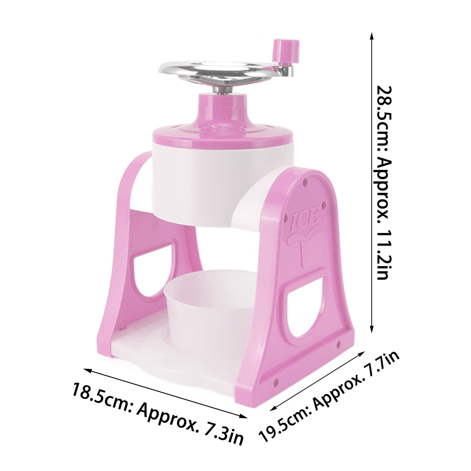 Wakects Machine à Glace Pilée à Manivelle PP et Acier Inoxydable Machine à Cônes de Neige à Manivelle avec Lames Résistantes à la Rouille Fonctionnement Manuel Portable Compact 18,5 X 19,5 X 28, Cm