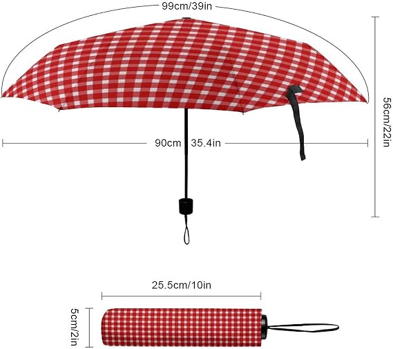 Dyale Royal Stewart Tartan Rotated Large Size Sun And Rain Blocking Triple Fold Umbrella