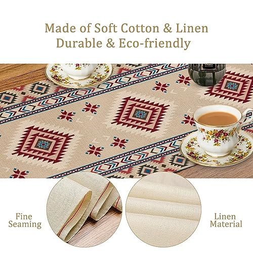 Image of Rustic Ethnic African Table Runner Vintage Tribal Aztec Southwestern Native American Runner for Kitchen Table Dining Room Coffe 13x120 inch