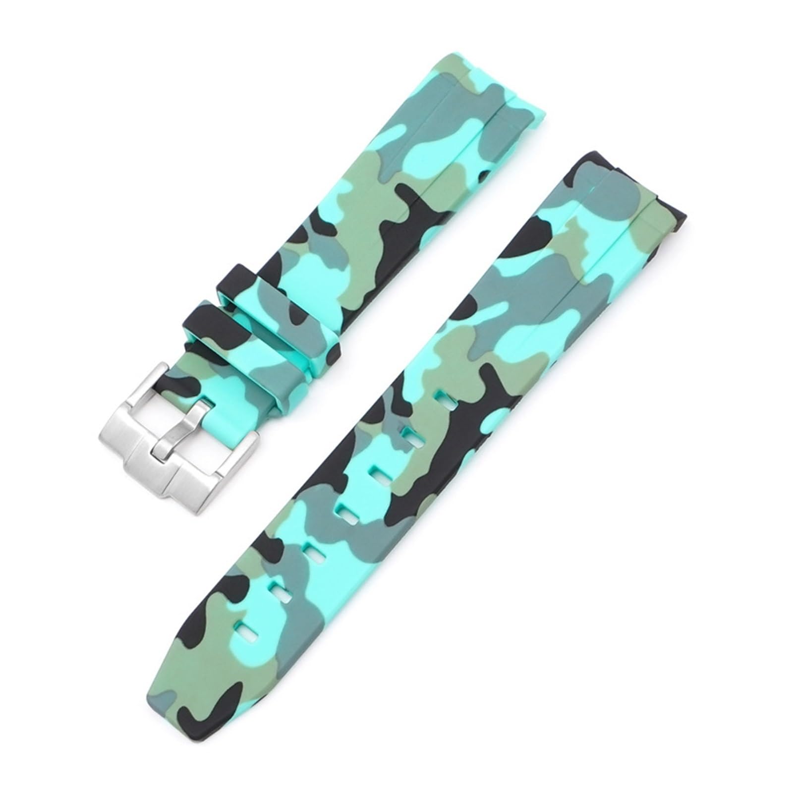 Naturalny fluor gumowy pasek do zegarka 20mm zakrzywiony koniec wymiana paska Rolex nowe paski do zegarków RPG Green Submariner Explorer 2, niebieski / szary, 20mm