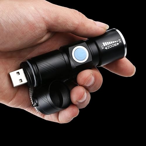 Miniatura 4 de WREOW - Linterna LED recargable por USB, 3 modos de luz y zoom, IP65 resistente al agua súper brillante para campamento, senderismo, emergencia, EDC