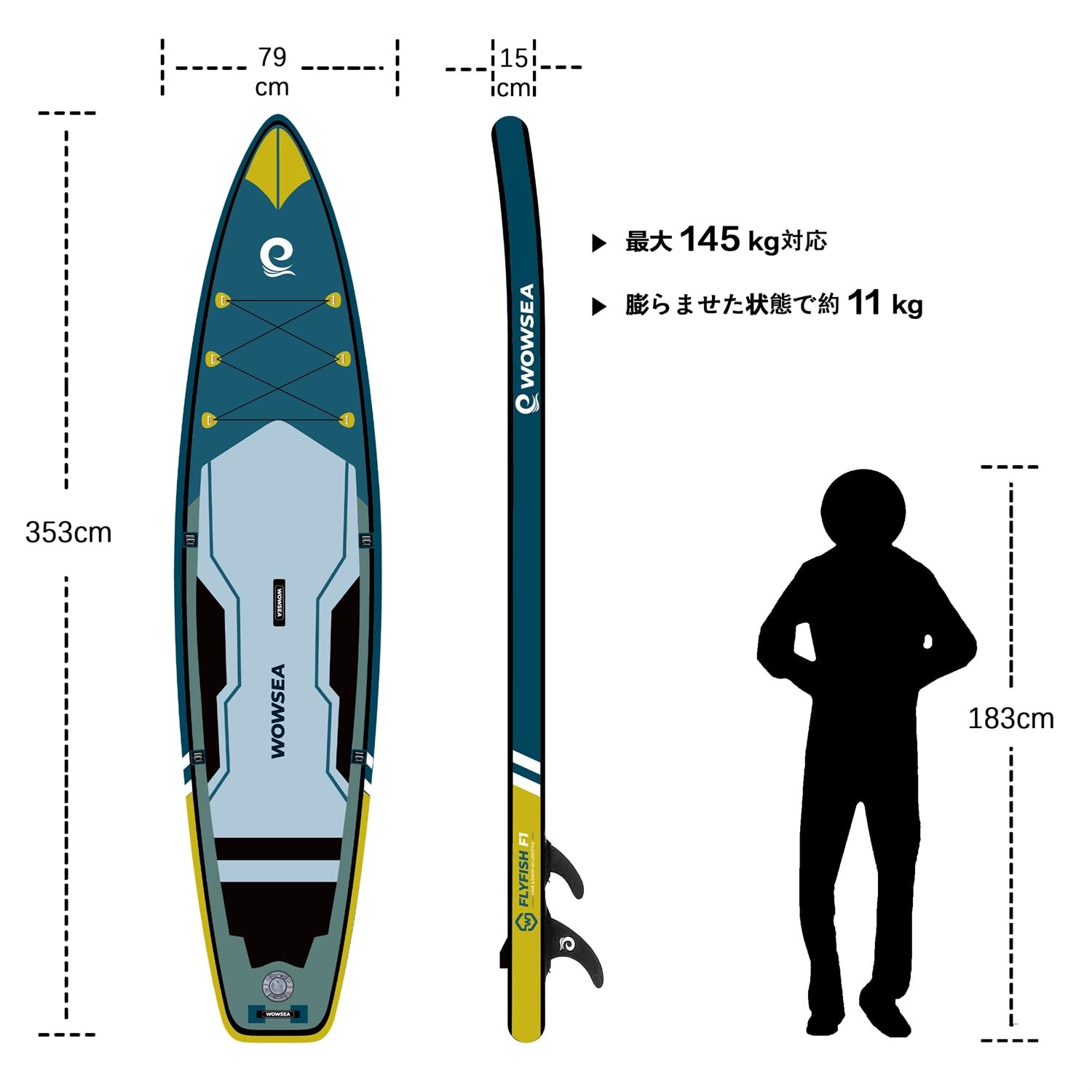 Amazon.co.jp: WOWSEA F1 12 inch Inflatable Paddle Board, 12.2 oz