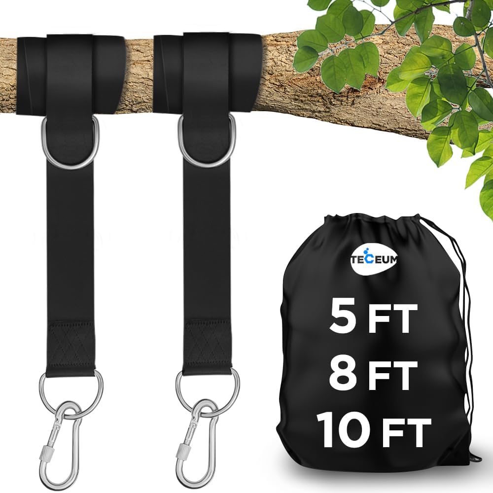 Little Tikes Swing Tree Swing Hanging Straps Kit, 5FT Extra Long Straps, Heavy Duty Holds 2200lbs With Safer Lock Snap Carabiners Carry Pouch Bag Hanging Straps Kit For Tree Swing Hammocks Canopy