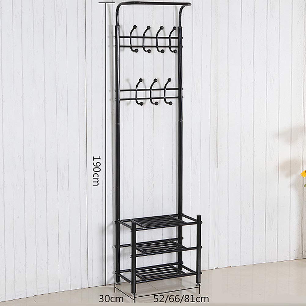 Appendiabiti multifunzione in metallo con mensola, elegante nero e bianco per cappotti, cappelli, borse e scarpe, soluzione salvaspazio per l'ingresso di casa