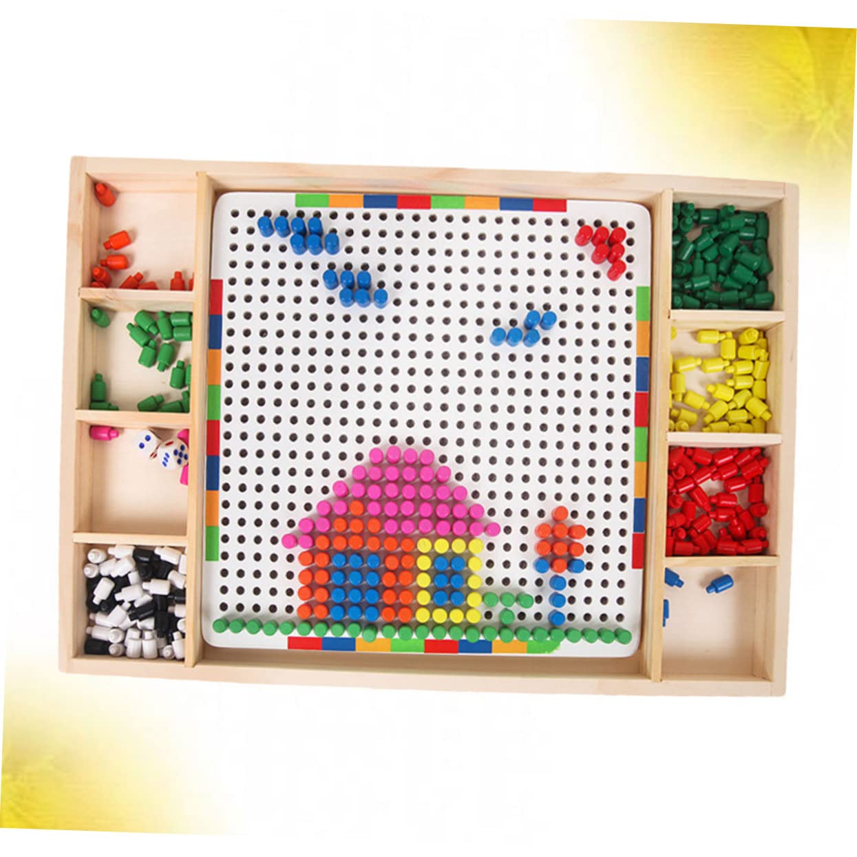 Puzzle Chiodini a Fungo in Legno Bianco, Set da 1, per Bambini | Puzzle per Unghie per Ragazzo Ragazza, Stimola Immaginazione e Creatività, per Uso Quotidiano e Compleanno