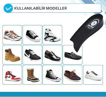 3 Cm Boy Uzatıcı Tabanlık Gizli Topuk Yükselten Boy Uzatan Tabanlığı Boy Yükselten İç Taban,Erkek,Kadın (L, SİYAH)