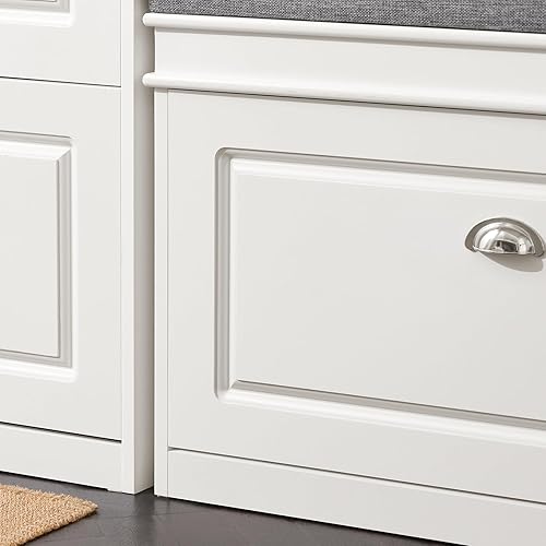 Miniatura 40 de Haotian FSR82-L-SCH - Zapatero de pasillo negro, zapatero de diseño moderno, zapatero delgado con cajón abatible y cojín de asiento acolchado Negro