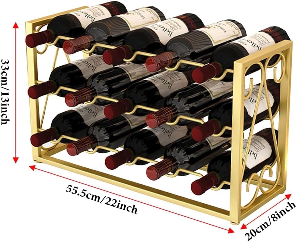 Soporte para 15 botellas de vino de metal dorado miniatura 7