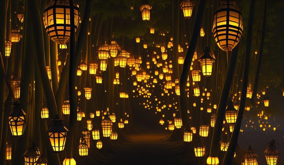 Poster Bamboo Lanterns au sol pour créer une ambiance zen dans votre salon