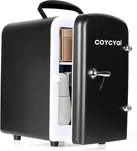 COYCYQI Mini refrigerador fresco y portátil, ideal para dormitorio, automóvil, oficina y dormitorio, enfriador eléctrico y calentador de latas de 4