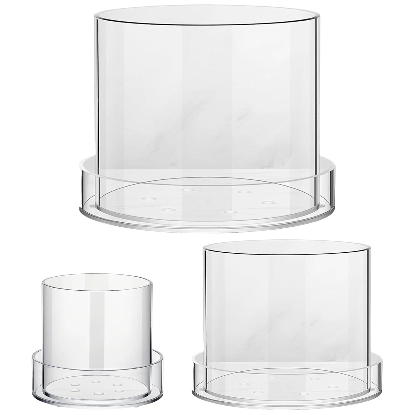 Pots de plantes transparents lot de 3 avec drainage 4/6/8 pouces