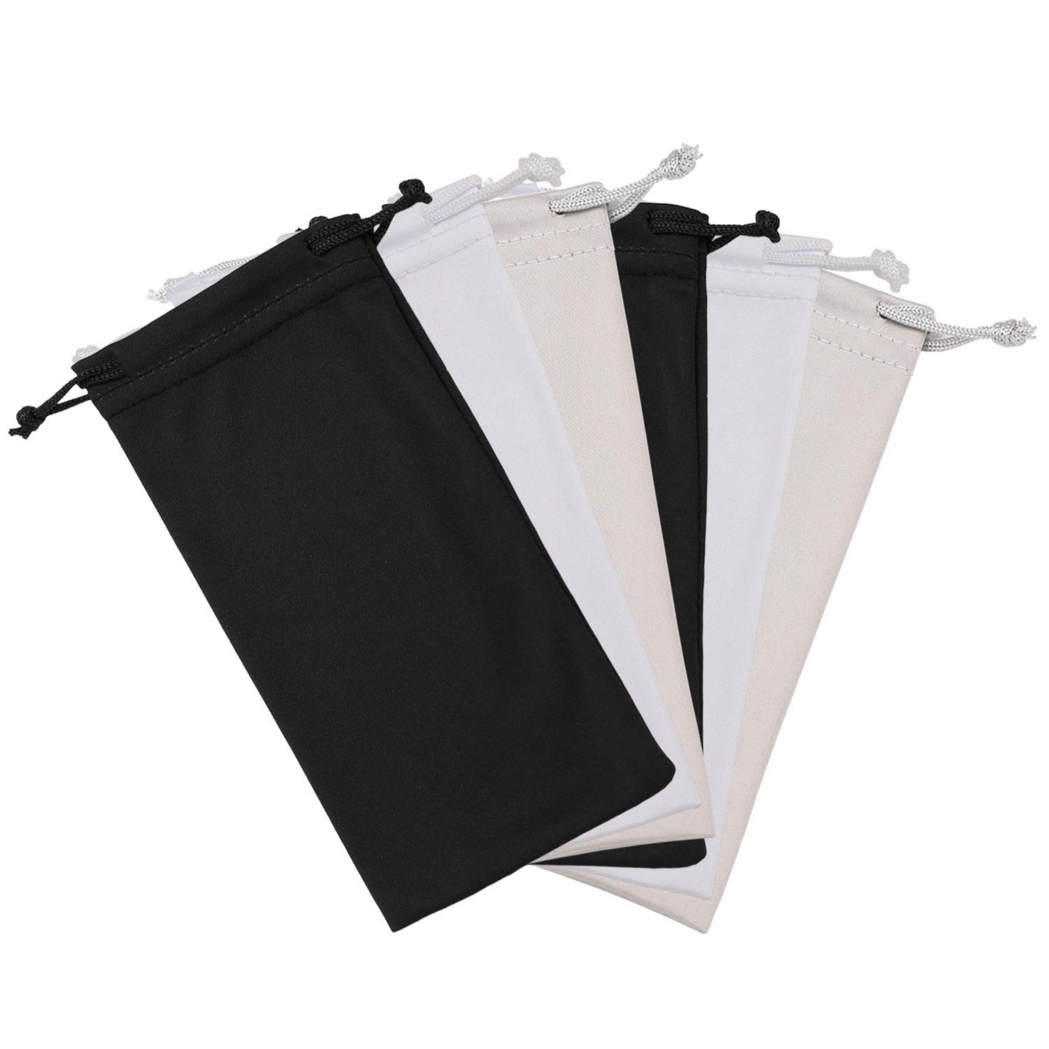 ExceforeSunglasses Pouch - 6 Pack Microfiber Pouch For Eyeglasses,Drawstring Cleaning Bag,Gadgets Cleaning & Storage Pouch Slip in Eyeglasses Case Bag