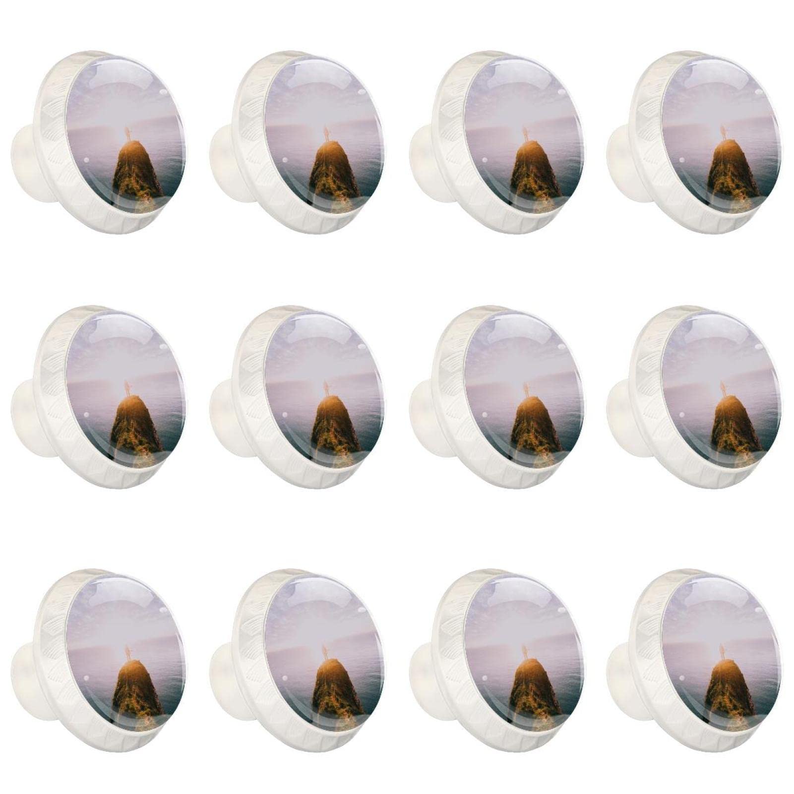 Lot de 12 boutons de placard ronds blancs