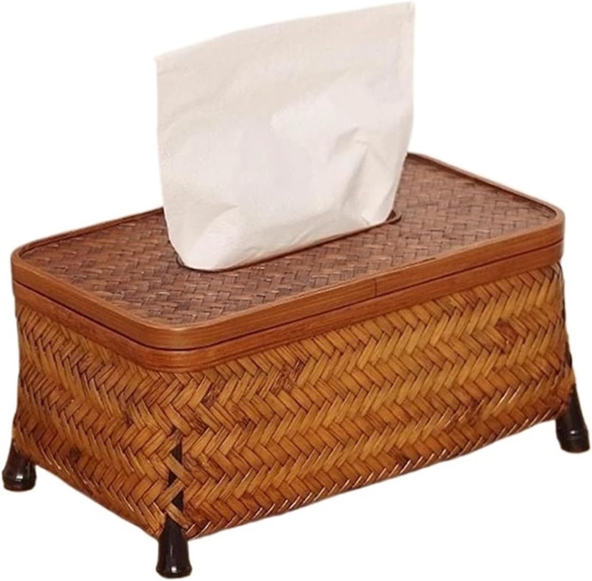 Handmade Bamboo Woven Tissue Box Dining Table Tabletop Napkin Paper Removable Home Storage Container