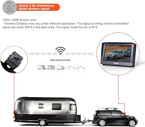 Miniatura 3 de Sistema de respaldo inalámbrico digital, resistente al agua y visión nocturna, cámara de visión trasera inalámbrica de placa + pantalla inalámbrica
