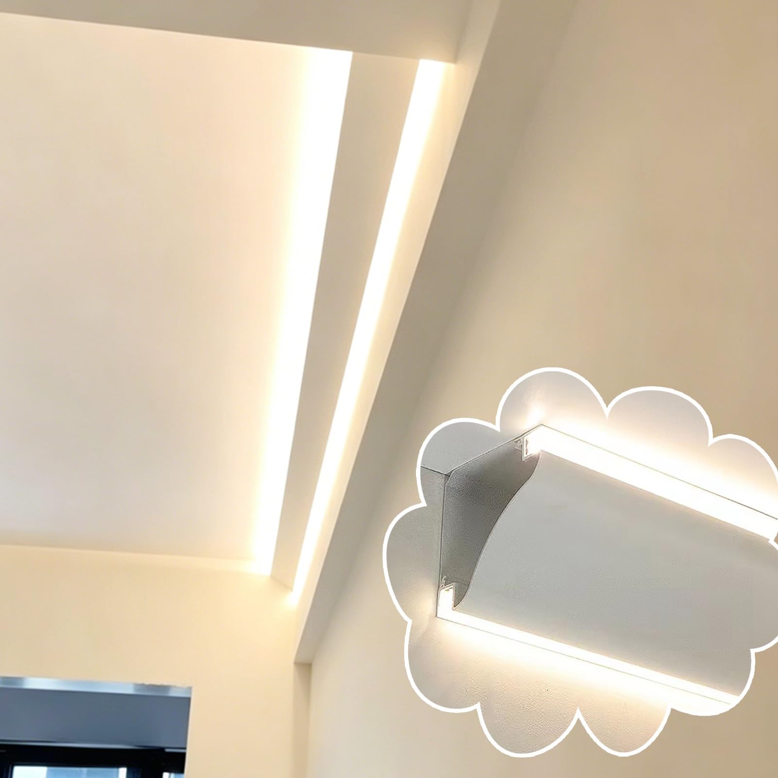 Innovz LED Aluminum Channel for Ceiling Drywall, Plaster-in LED Strip Light Profile Diffuser Track, Invisible Flush Mount Lighting Housing Trim(1 m/3.3 ft)