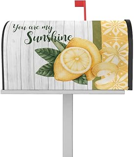 Mailbox Cover Magnetic Summer Lemon Fruit Moroccan Pattern Mailbox Covers Standard Size 21x18in,Mailbox Covers Wrap Post Letter Box Cover for Garden Yard Outdoor Decor Farm White Wooden Board
