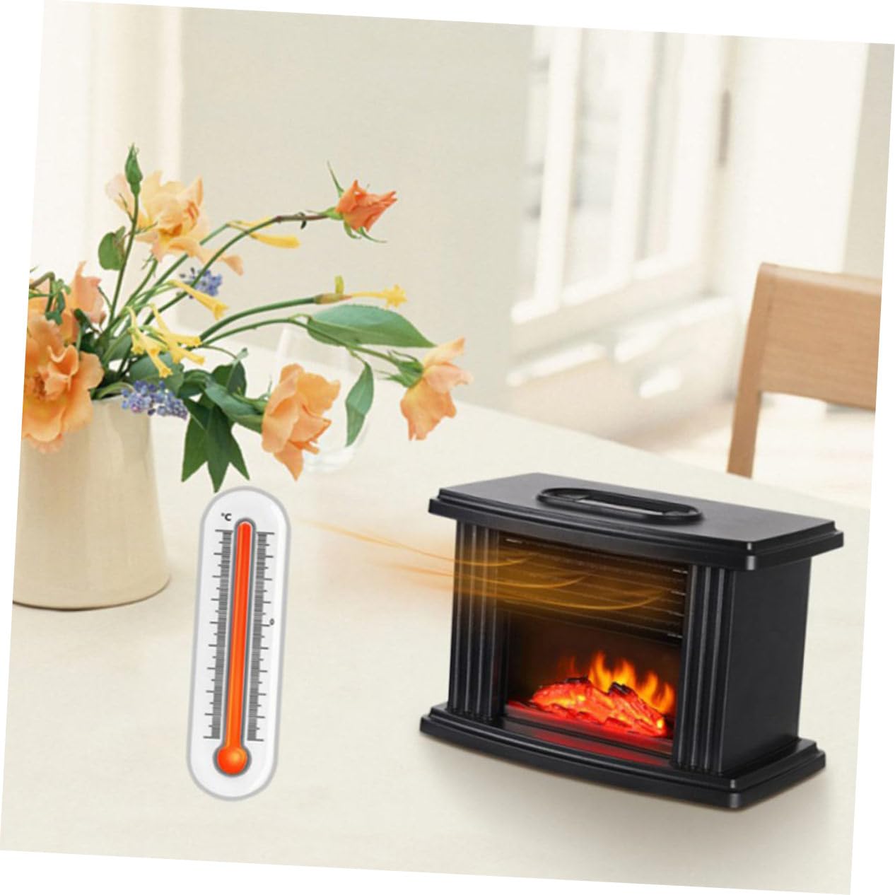 Stufa Elettrica con Effetto Fiamma Simulata Termoventilatore da Fiamma per Riscaldamento Silenzioso e Pulito Adatto per Appartamenti e Camper