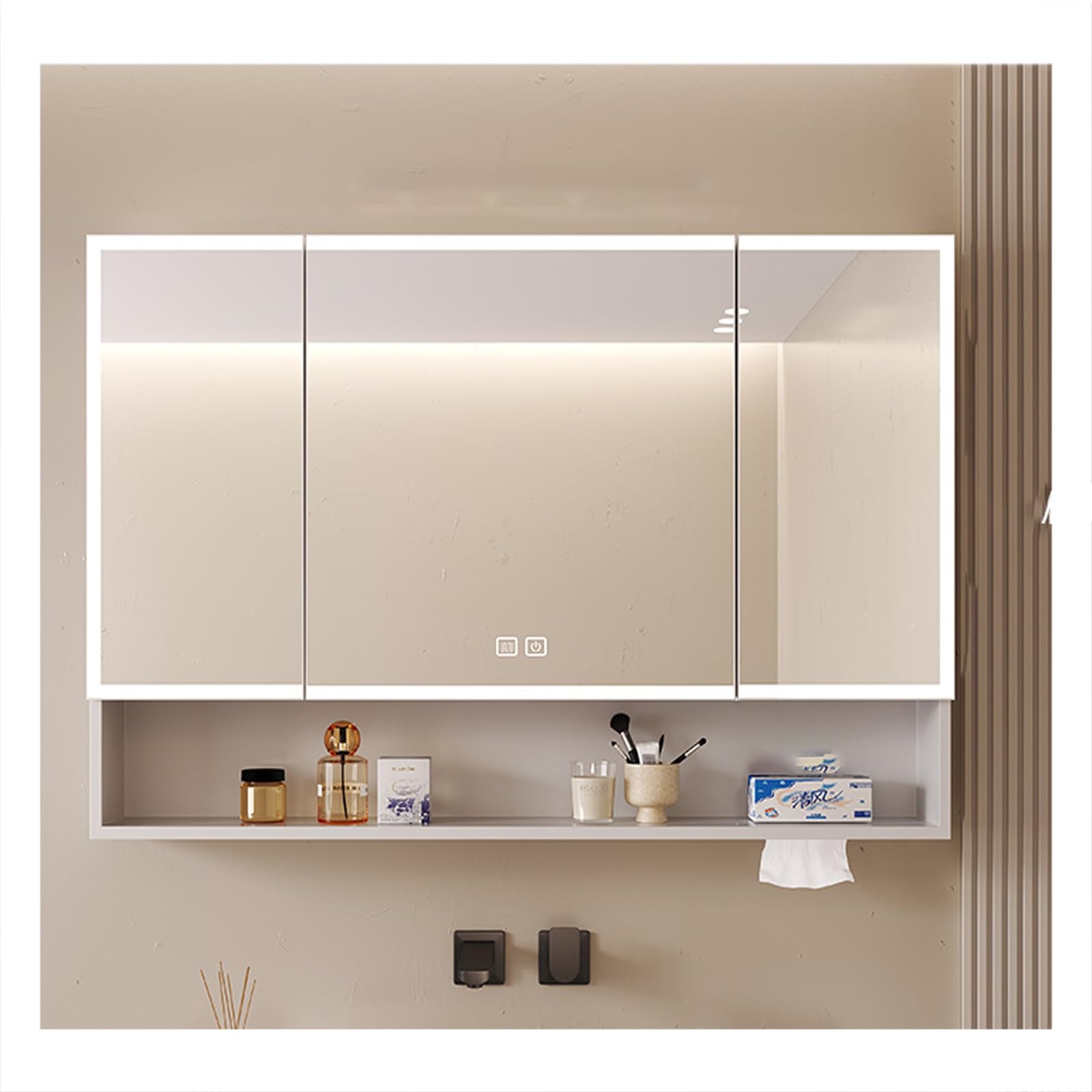 FLYIODFCXV bathroom mirror cabinet, With 2 Mirrored Doors，Suitable for Bathrooms in Homes, Apartments, Boutique Hotels, Dormitories, Etc(White,120 * 70cm/47.2 * 27.5in)