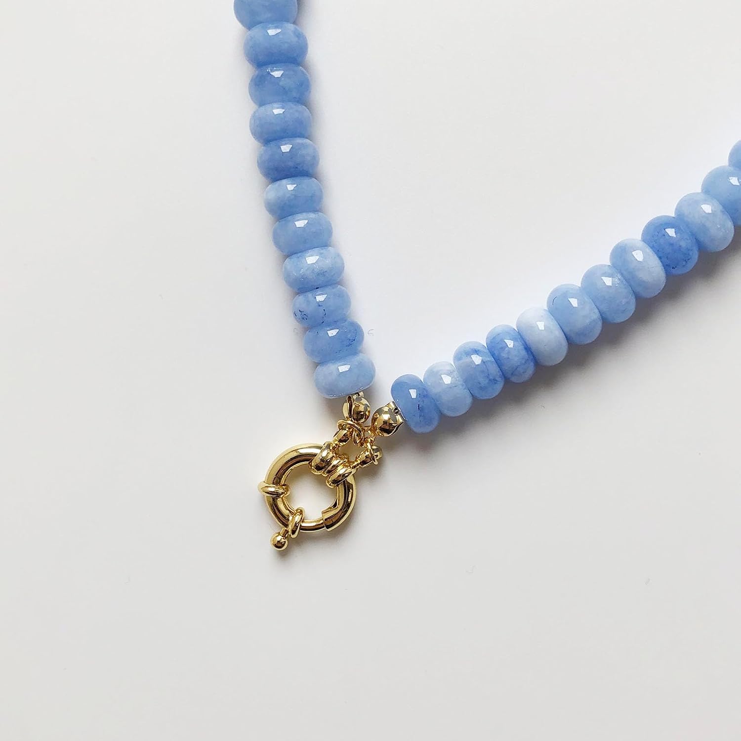 Beaded Necklaces for Women, Colorful Gemstone Bead Boho Choker, Natural Stone Handmade Fashion Summer Autumn Winter Meditation 18K Gold Plated Trendy Rainbow Handmade Jewelry Gifts
