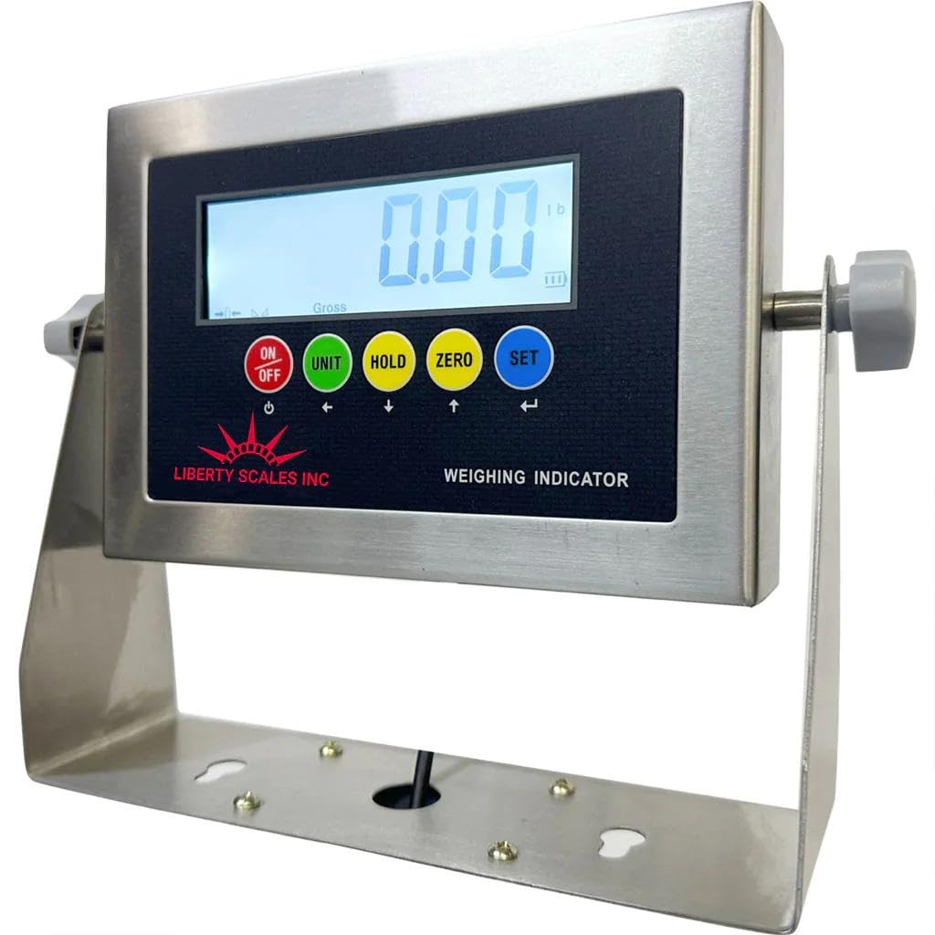Liberty LS-7512-SS-C Stainless Steel Digital Weighing Indicator – LCD Display, Gross/Tare/Zero Functions, kg/lb Switching – Print Function for Bench & Floor Scales